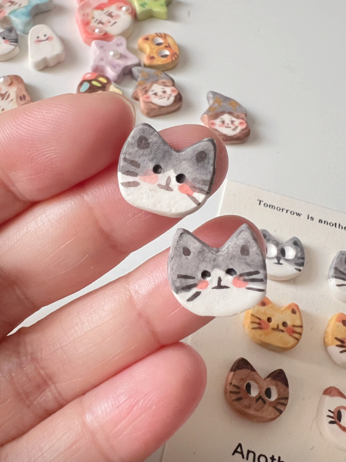 Cat Stud Earrings | Clay Art | Double Kitten Cuties