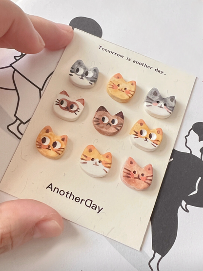 Cat Stud Earrings | Clay Art | Double Kitten Cuties