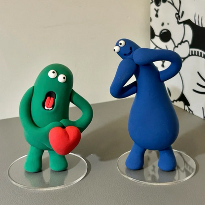 Quirky Monster Figurine Set | Handmade Cute Clay Home Decor