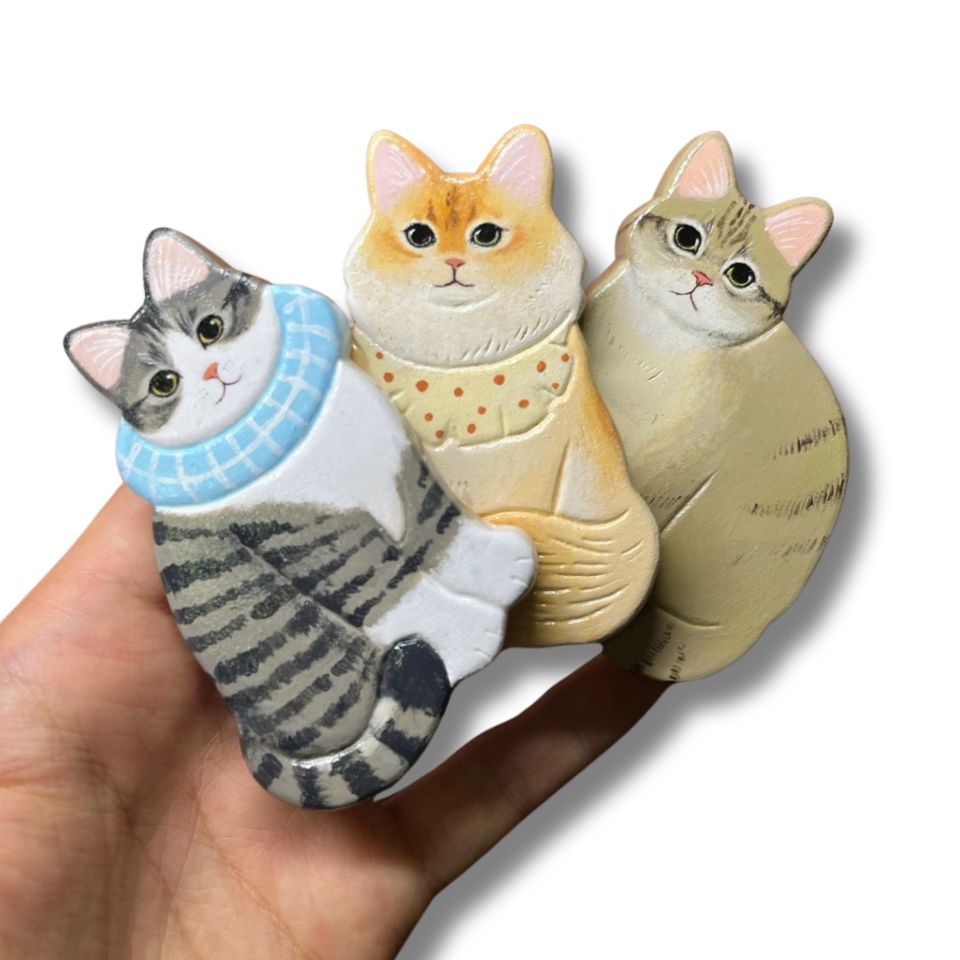 Handmade Cat Fridge Magnets | Clay Art | Customizable