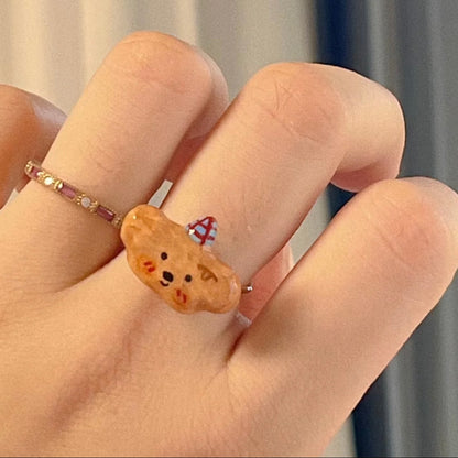 Puppy Ring | Adjustable Clay Art | 14k Gold-Plated Band